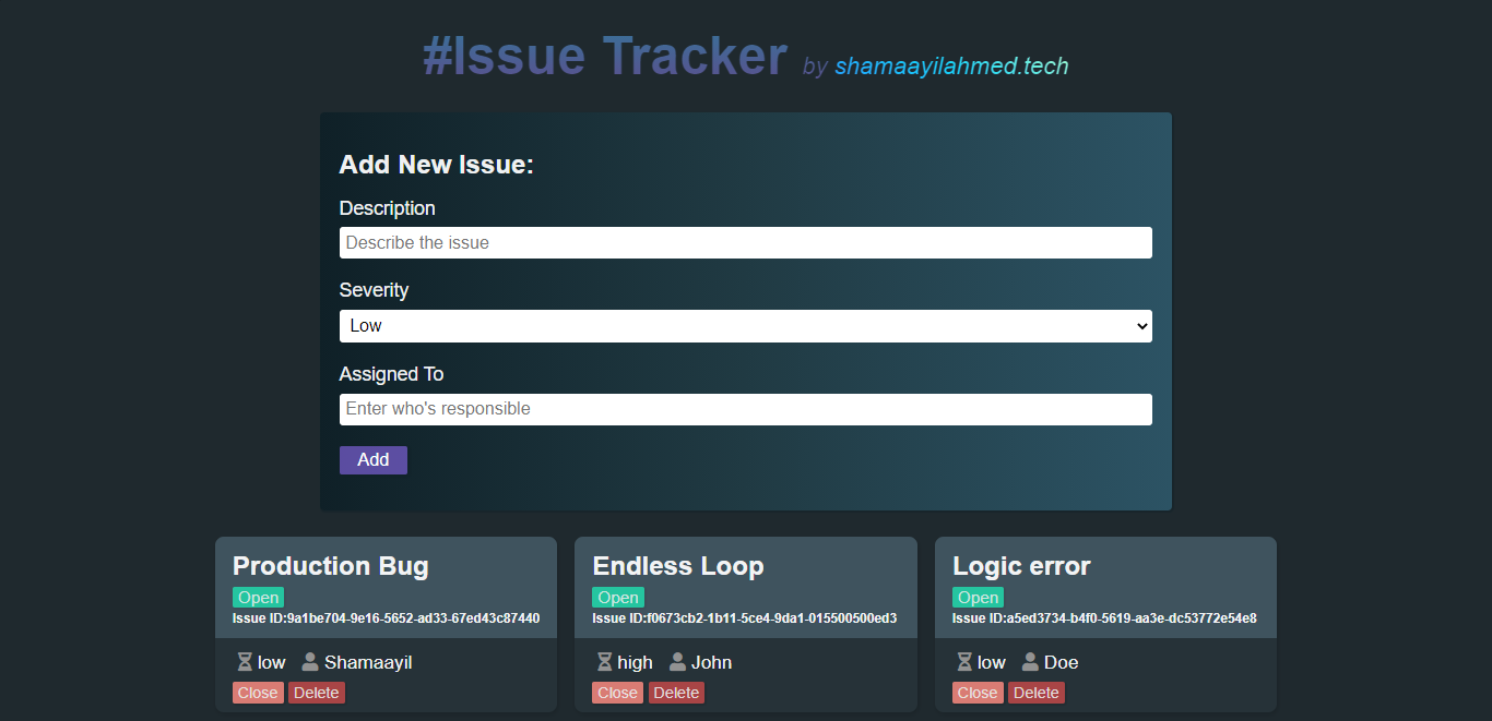 Issue tracker UI